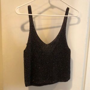 ANERICAN APPAREL SPARKLE BLACK CROP TOP